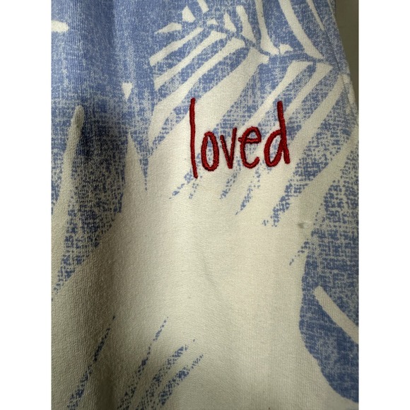 PEACE LOVE WORLD Women's Palm Leaf Print French Terry Jogger Pants Blue Large - Picture 4 of 11